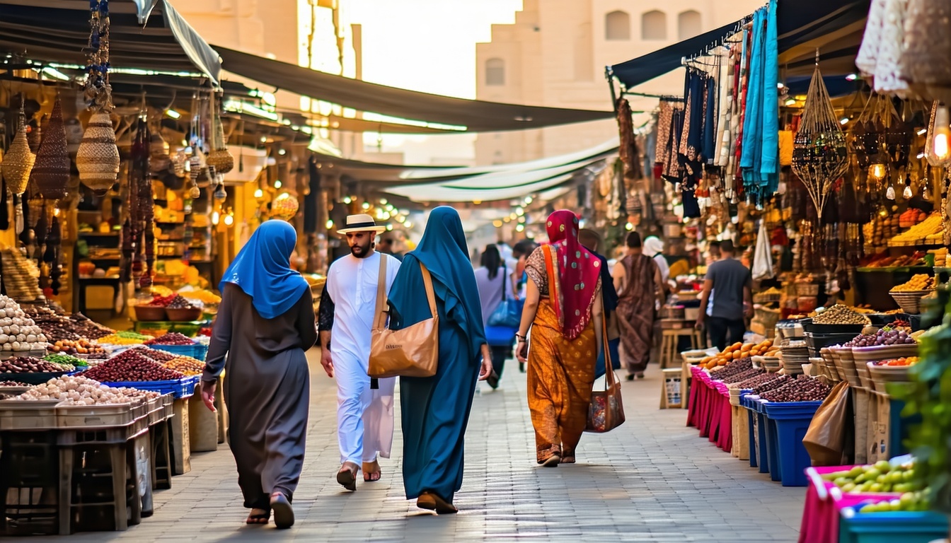 Travellers exploring the traditional markets of Dubai